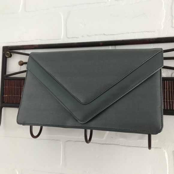 Vintage 80s Shoulder bag Clutch John Hort Letter shape Gray/Silver - Picture 4 of 7